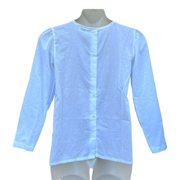 Vtg Bedford Fair Blouse Pastel Flower Collar Embroidery Secretary 80s Modest - Picture 5 of 10